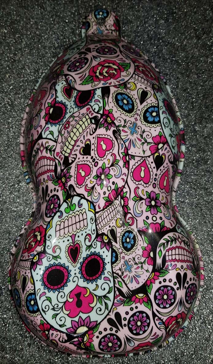 various size Folded Sugar skulls hydrographic film hydro dipped 50cm width 