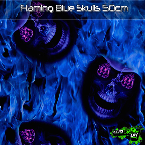 Flaming Blue Skulls Hydrographics Film
