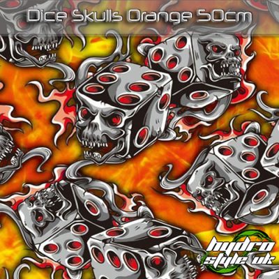 Dice Skulls Orange Hydrographics Film UK